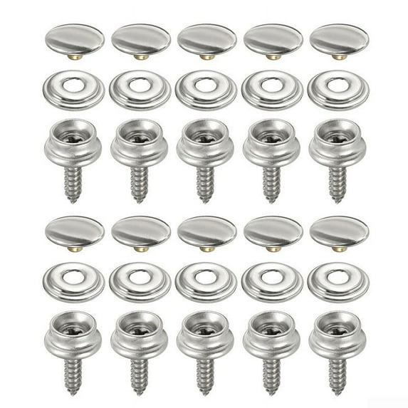 30PCS Snap Fastener Stainless Canvas Caps Screw Kit For Tent Boat Marine