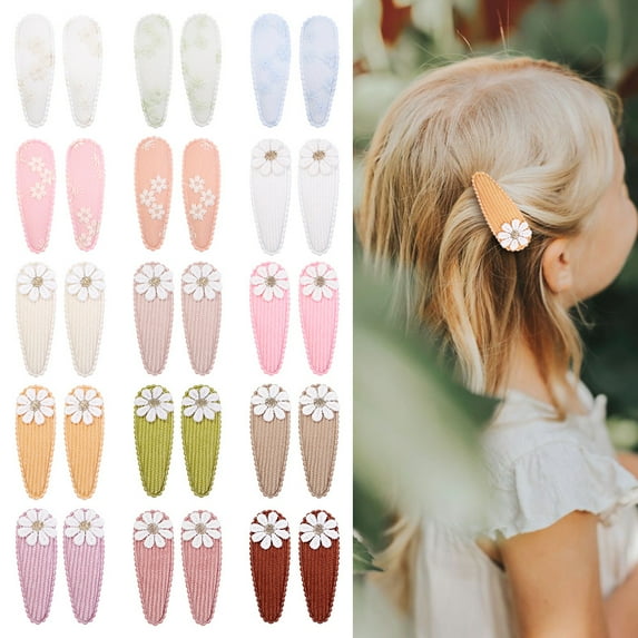 30PCS Snap Hair Clips for Girls Flower Patterns Toddler Hair Clips 1.5" Wrapped Mini Baby Hair Clips Cute Baby Girls Fine Hair Barrettes Hair Accessories for Baby Girls Infants Toddler