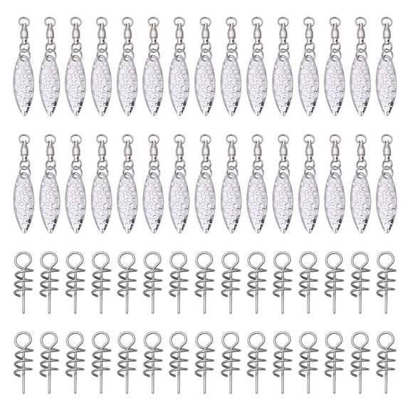30PCS Spinner Blades with Ball Bearing and 30PCS Fishing Spring Pins Willow Fishing Blades Lure with Swivels Tail Spinner Lure Fish Attractor DIY