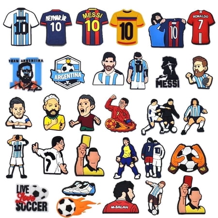 Ivasky 30PCS Soccer Shoe Charms for Clogs Kids Boys Girls Youth Football World Cup Sports Clog Pins Bulk Pack PVC