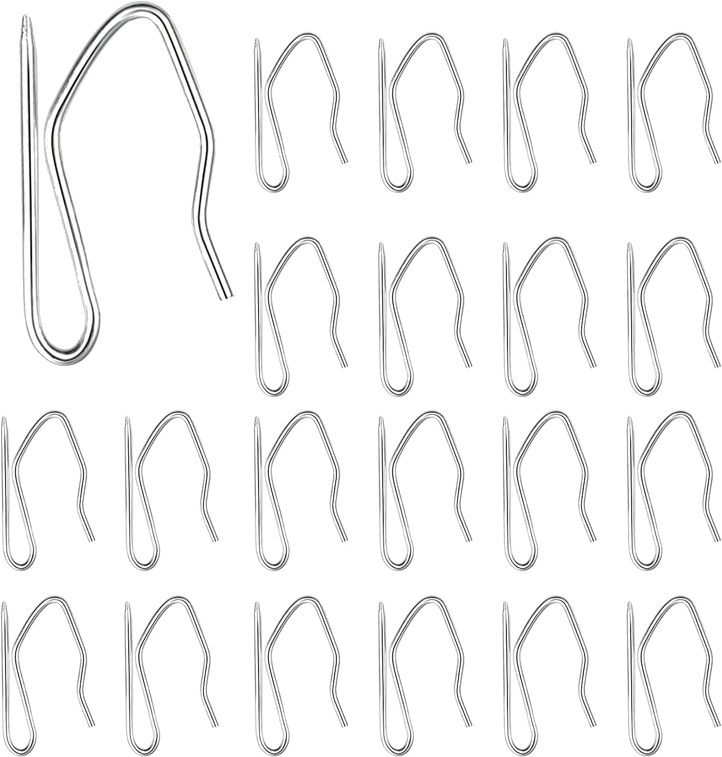 30PCS Stainless Steel Curtain Pleat Hooks,Drapery Hook and Pin for