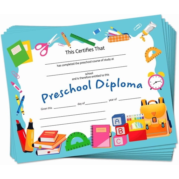 30PCS Stationery Certificate of Achievement Completion Award Recognition Paper 9.8"x7.8" Blank Preschool Kindergarten Graduation Diploma Certificates Student Sports Activities Award for diy making