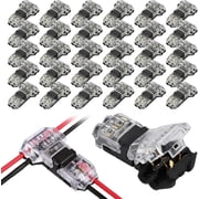 30PCS T-Tap Wire Connectors, 3-Way 2-Pin Splice for 18-22 AWG, Solderless Quick Splice, No Stripping Required