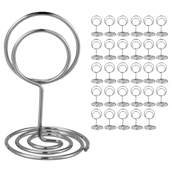 30PCS Table Number Holders Place Card Holder - Photo Holders for Tables, Cards Stand Name Menu Clips, Table Sign Holders for Wedding Anniversary Birthday Party, Silver