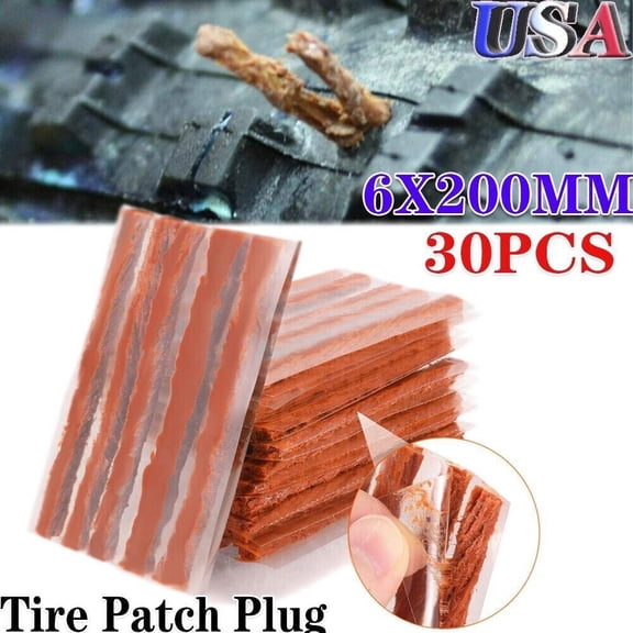 30PCS Tire Repair Plugs Tubeless Seal Patch Tyre Rubber Strips 6X200MM-8" x 1/4"