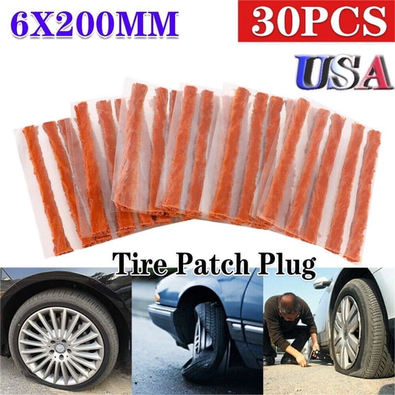 30PCS Tire Repair Plugs Tubeless Seal Patch Tyre Rubber Strips Patch 6X200MM