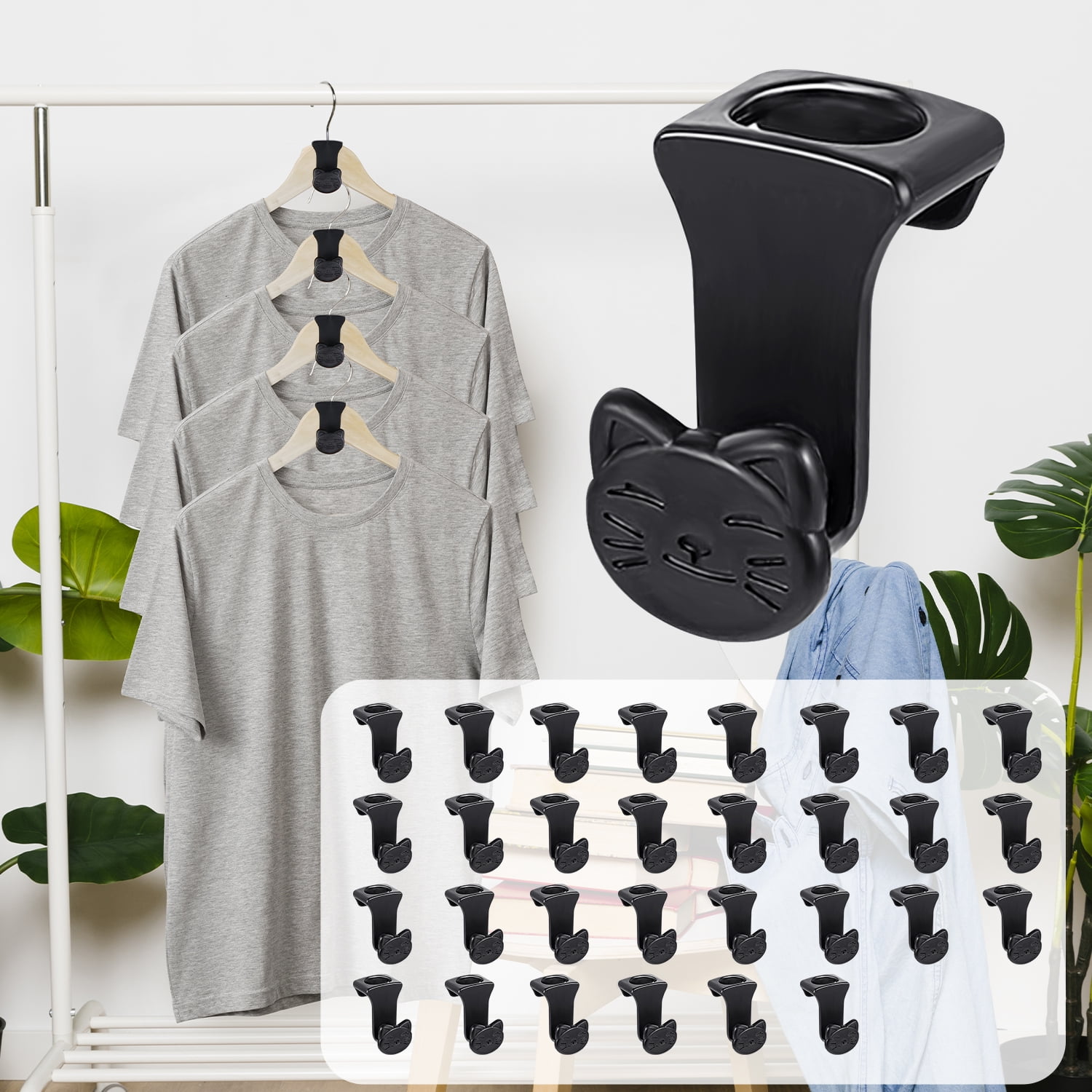 30PCS SpaceSaving Coat Hanger Hooks, Heavy Duty Triangular Closet