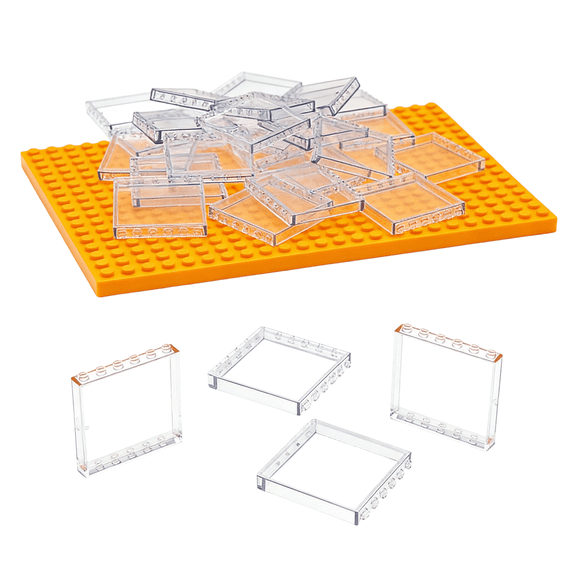 30PCS Unique Clear Bricks Parts 1x6x5 Classic - Window Bulk Flat Plates Building Blocks Set (Transparent) Great for Activity Tables, Creativity & School Projects