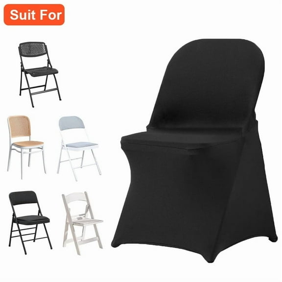 30PCS Universal Stretch Spandex Chair Covers Folding Chair Protective Slipcovers for Wedding Holiday Banquet Party Celebration Dining (Black)
