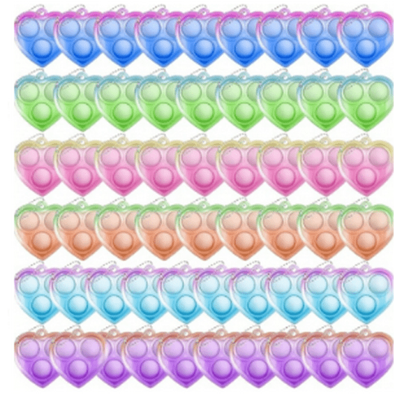 30PCS Valentine Pop Fidget Toys, Heart Shaped Pop Fidgets for Valentine's Party Favors, Valentine's Gift Bag Filler, Classroom Prizes, Assorted Varieties