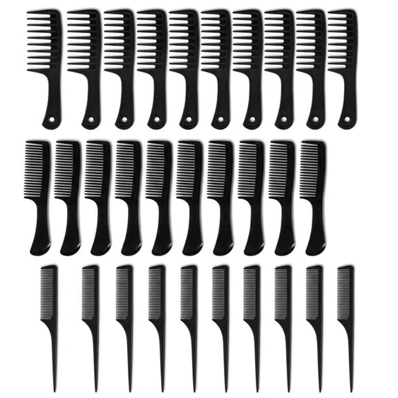 30PCS Wide Tooth Combs for Curly Hair, 10 10 10 Detangling Combs, Hair Combs for Women, Tooth Combs for Curly Hair Black