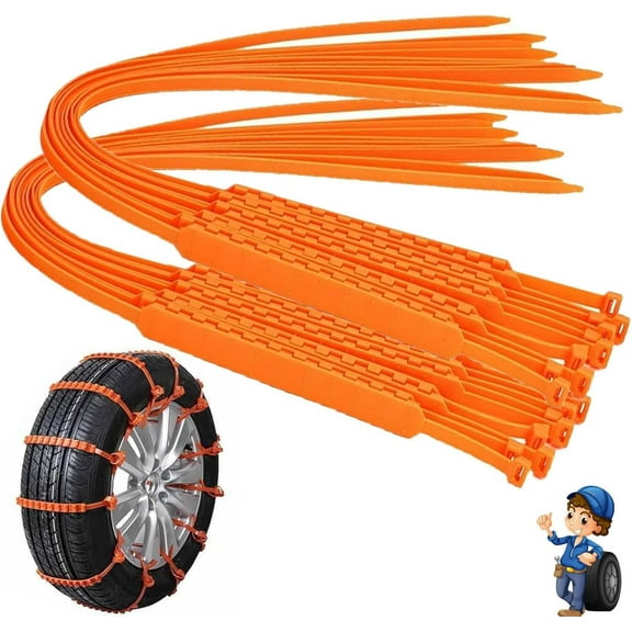 30PCS Zip Treads for Tires,Universal Tire Chains Zip Ties,Universal Reusable Anti-Skid Pe Tire Chains,Cadenas Para La Nieve Universales,Anti Slip Nylon Snow Straps for Car Tires,for Snow and Ice