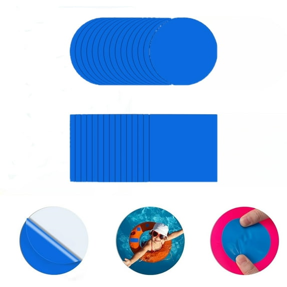 30PCs Pool Patch Repair Kit, 2.8" Round and Square Vinyl Air Mattress Patch TPU Self Adhesive Inflatable Patch Repair Kit Waterproof Pool Liner Patch for Inflatable Pool, Bounce House, Tent (Blue)