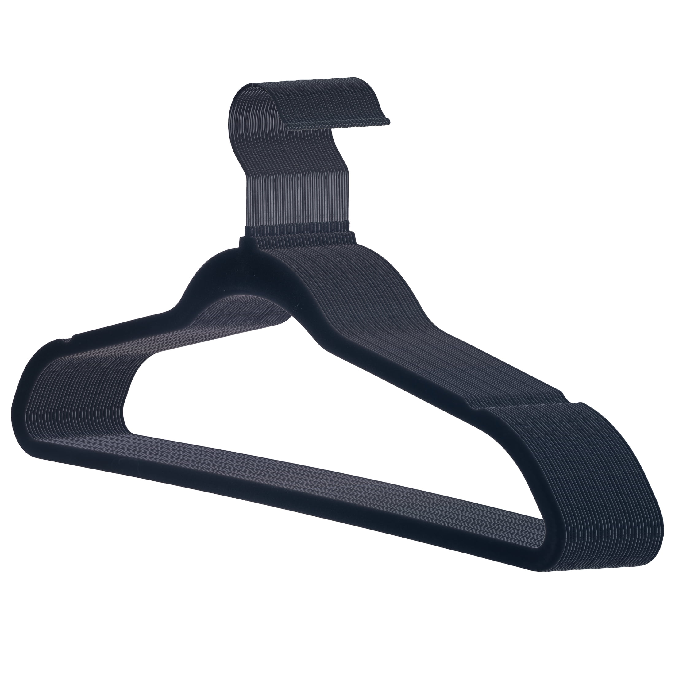 Better Homes & Gardens Slim Non-Slip Velvet Hangers, Black, 30 Pack