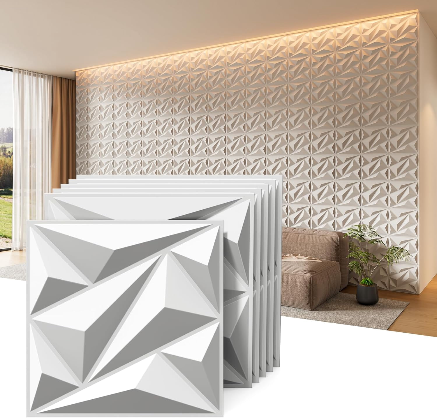 30Pack 3D Wall Panels for Interior Wall Dcor Black 11.8"*11.8" Covering Panels, PVC Textured 3D Wall Tile for Living Room, Bedroom DIY Interior Dcor