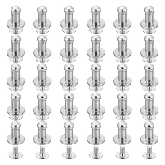 30Pack 4mm Chicago Screws Round Head Button Leathercraft Rivets, Silver