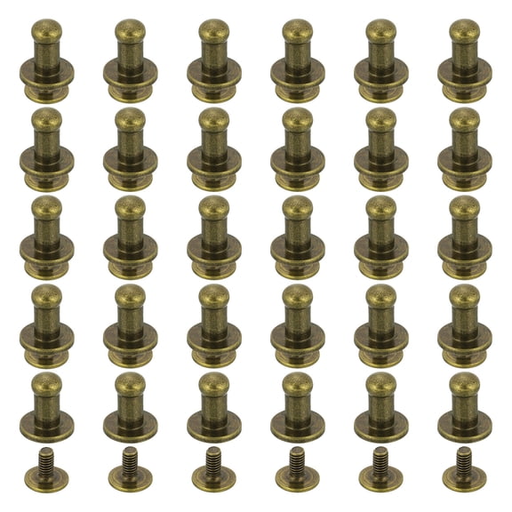 30Pack 5mm Chicago Screws Round Head Button Leathercraft Rivets, Bronze