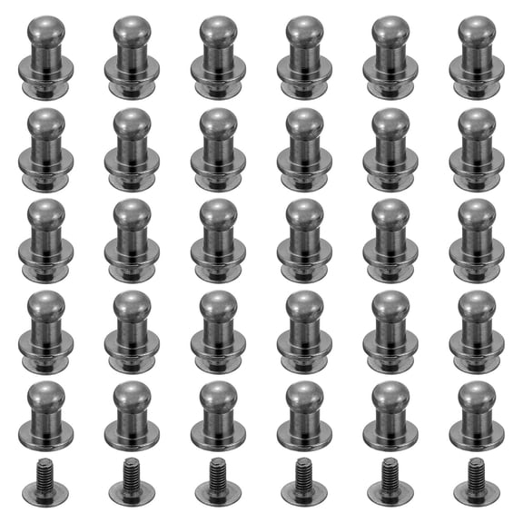 30Pack 5mm Chicago Screws Round Head Button Leathercraft Rivets, Metallic Black