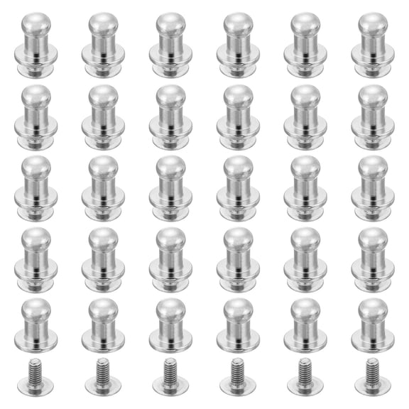 30Pack 5mm Chicago Screws Round Head Button Leathercraft Rivets, Silver