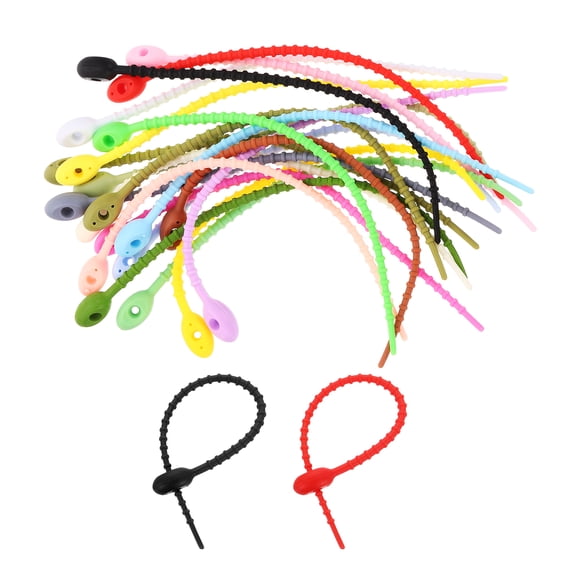 30Pack 7" Silicone Cable Ties, Reusable Zip Ties Strips Twist Tie, Mixed Colors