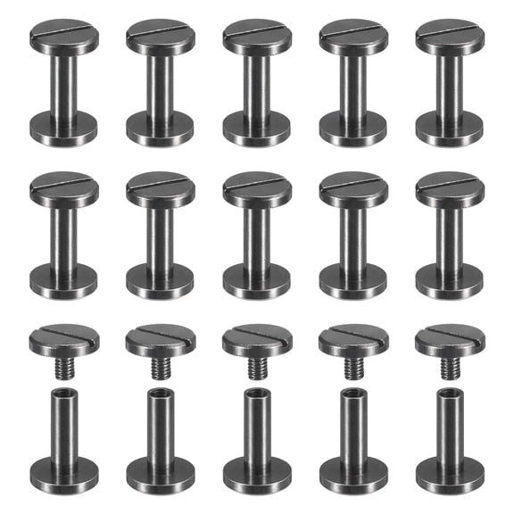 30Pack Brass Chicago Screws, 12x10mm Post Nail Stud Rivets, Black