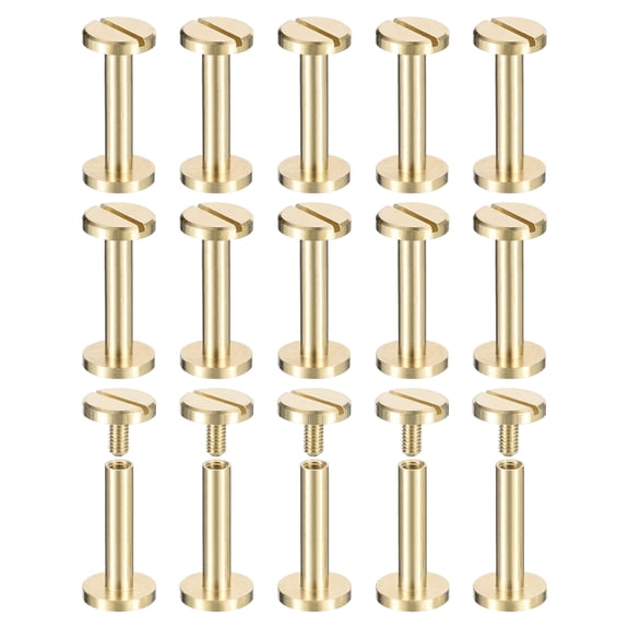 30Pack Brass Chicago Screws, 18x10mm Post Nail Stud Rivets for Leather Crafts