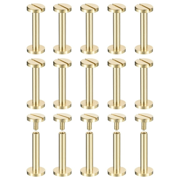 30Pack Brass Chicago Screws, 22x10mm Post Nail Stud Rivets for Leather Crafts