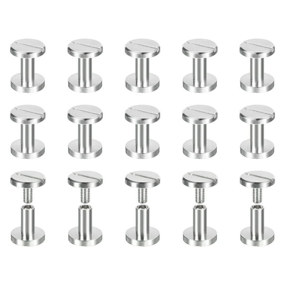 30Pack Brass Chicago Screws, 8x10mm Post Nail Stud Rivets, Silver