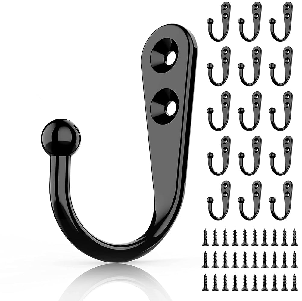 30Pack Coat Hooks Wall Mounted, Premium Black Heavy Duty Metal Wall Hooks  for Hanging Coats, Wall Hook, Coat Hook, Towel Hooks for Hat Keys Closet  Bag Backpack Hanger Farmhouse with Screws - Black 