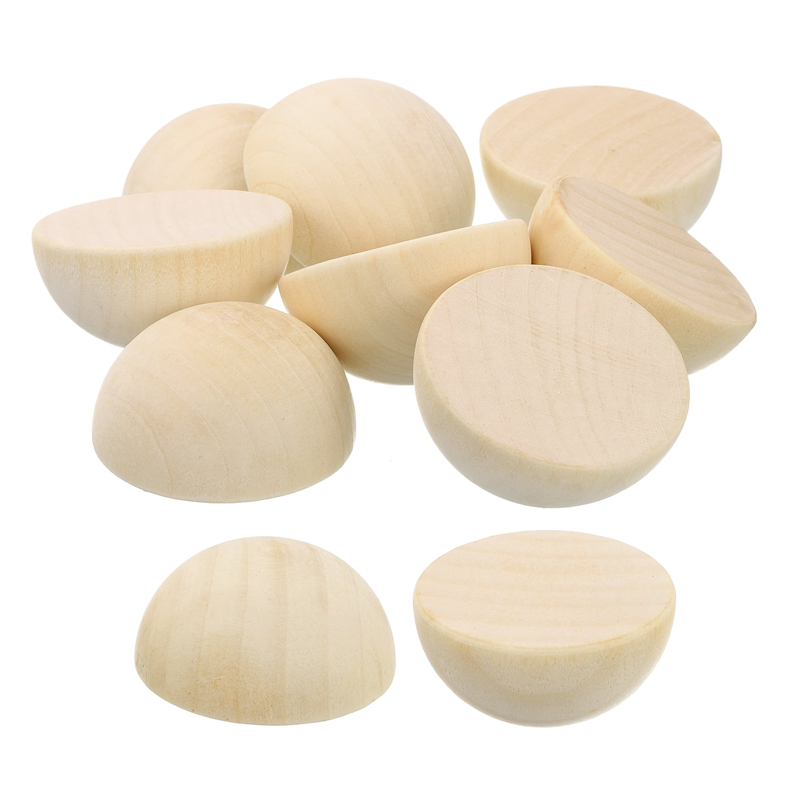 30Pack Half Wood Beads, 50mm Unfinished Hemisphere Balls Round Natural Wooden Beads
