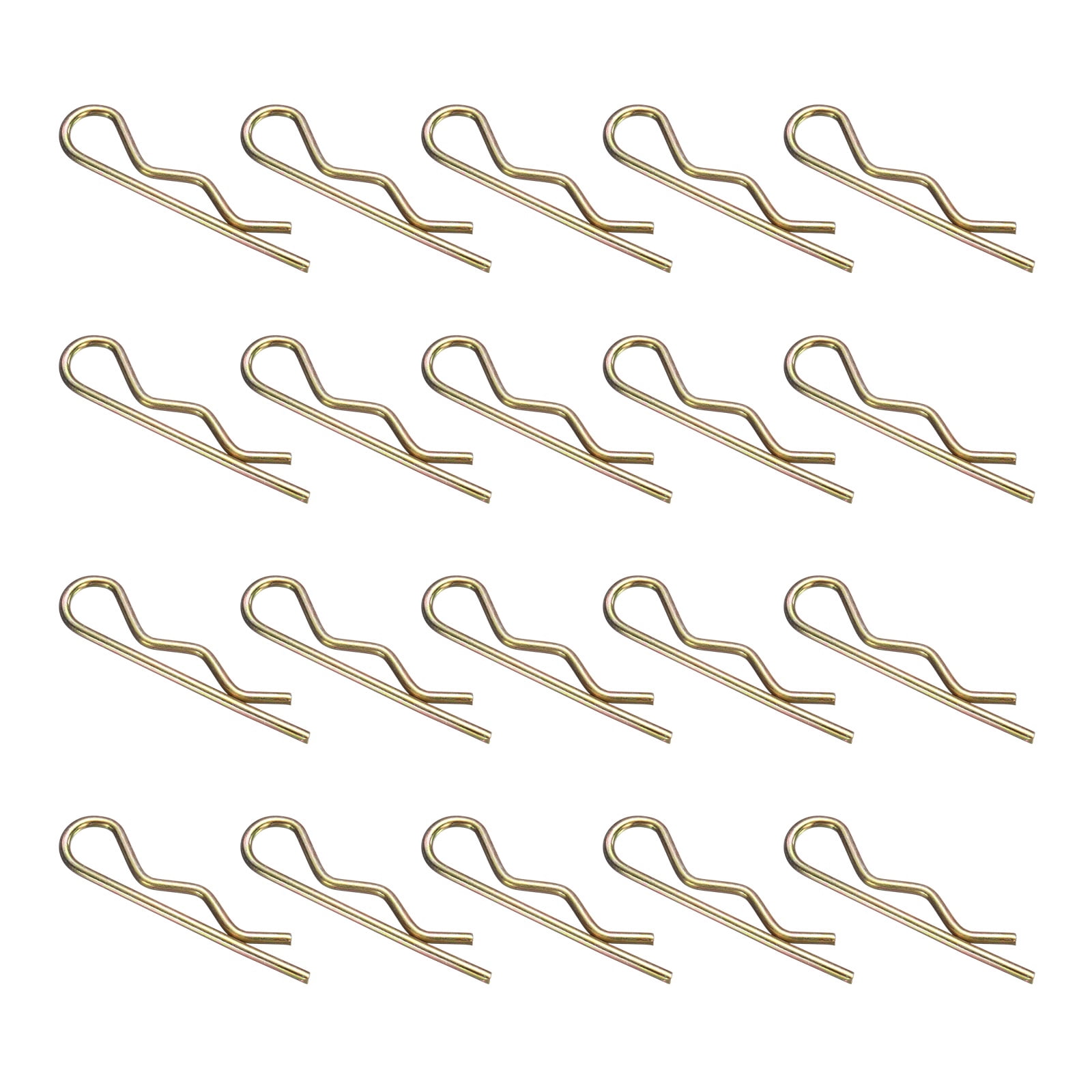 30Pack Hitch Pin Clip, 4x90mm Zinc-Plated Spring Steel Retaining R Clip, Gold