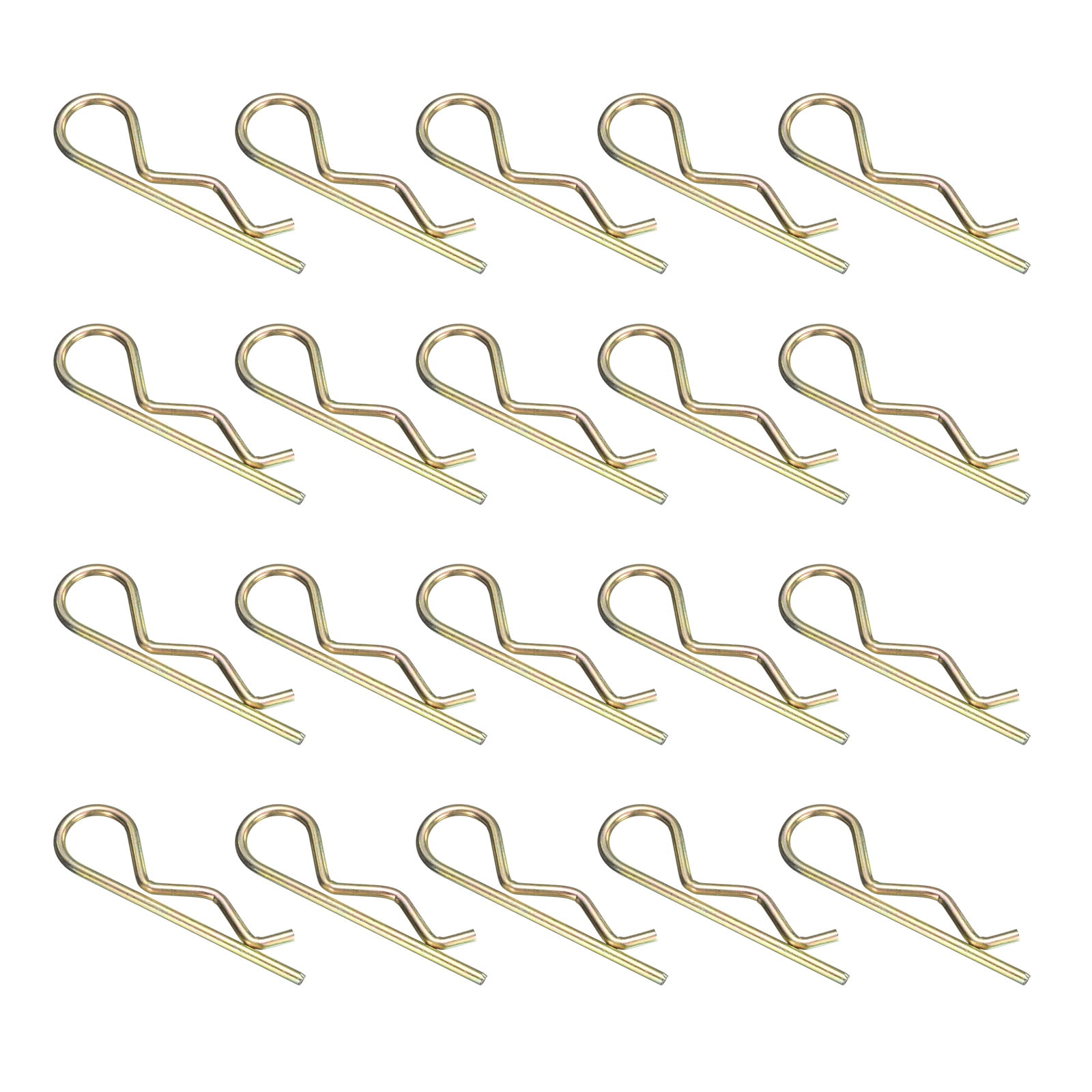 30Pack Hitch Pin Clip, 5x120mm Zinc-Plated Spring Steel Retaining R Clip, Gold