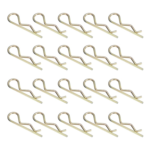 30Pack Hitch Pin Clip, 5x120mm Zinc-Plated Spring Steel Retaining R Clip, Gold