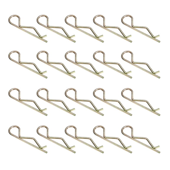 30Pack Hitch Pin Clip, 5x130mm Zinc-Plated Spring Steel Retaining R Clip, Gold