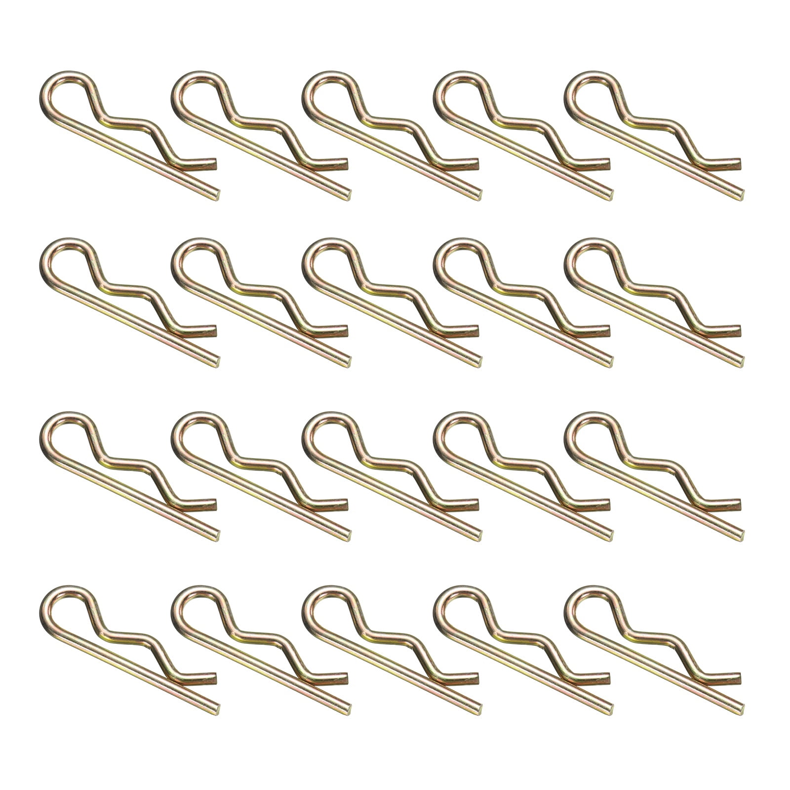 30Pack Hitch Pin Clip, 5x80mm Zinc-Plated Spring Steel Retaining R Clip, Gold