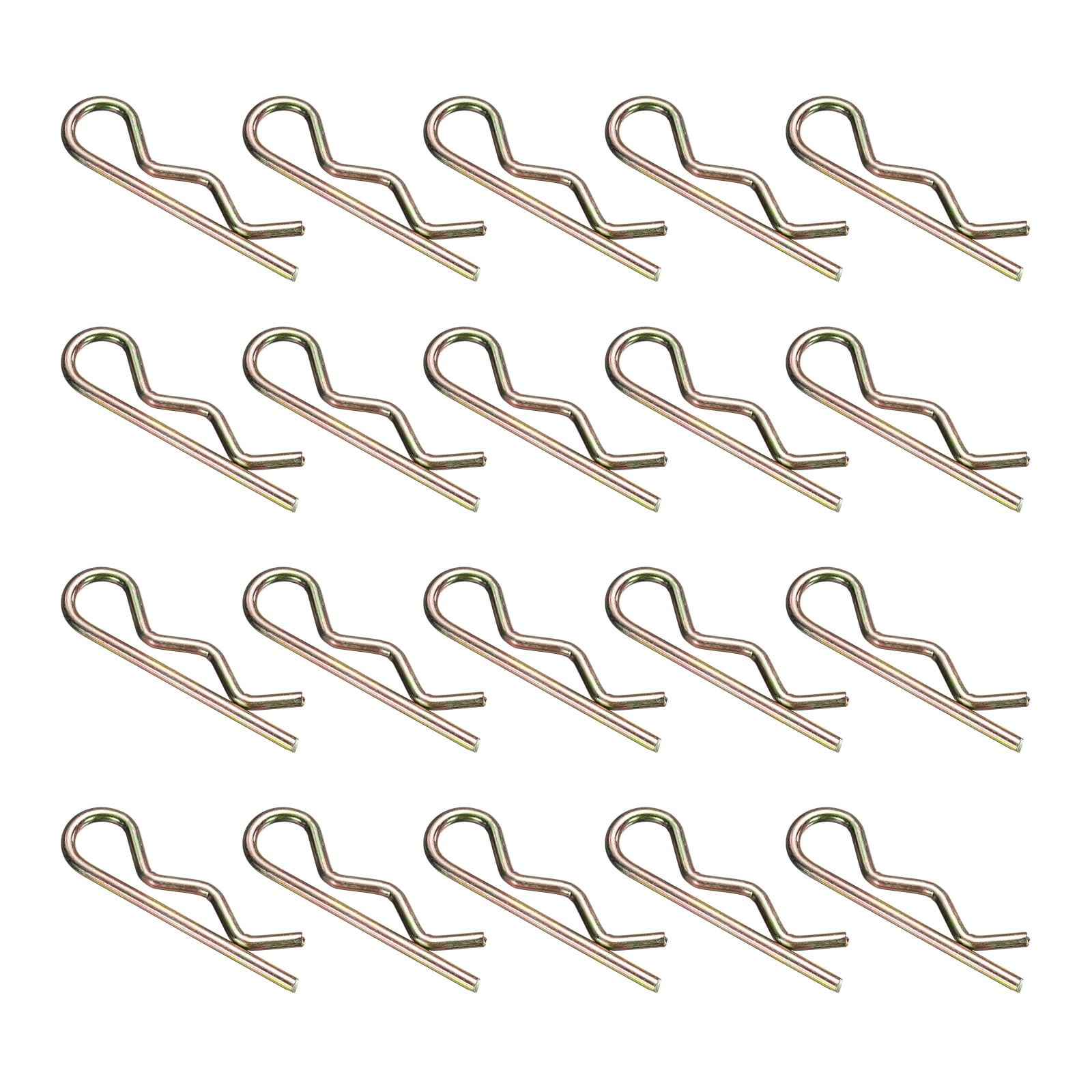 30Pack Hitch Pin Clip, 5x90mm Zinc-Plated Spring Steel Retaining R Clip, Gold