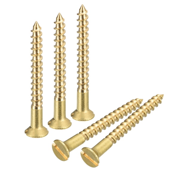 30Pack M2.5 x 25mm Brass Slotted Drive Flat Head Wood Screws Self Tapping Screw