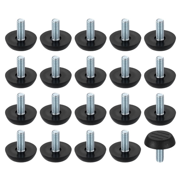 30Pack M6 Thread Furniture Feet Levelers, 23x15 Adjustable Leveling Screw, Black