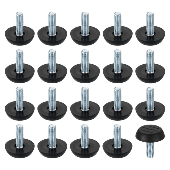 30Pack M6 Thread Furniture Feet Levelers, 23x18 Adjustable Leveling Screw, Black