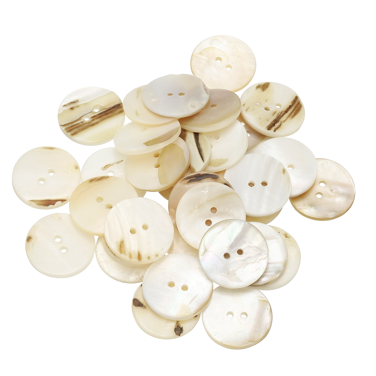 30Pack Natural Shell Button, 2 Hole 25mm Mother of Pearl Buttons, White ...