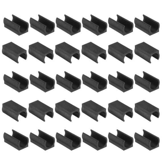 30Pack Rectangle Shaped Non-Slip Chair Leg Tip 19mm Plastic Furniture Feet Black