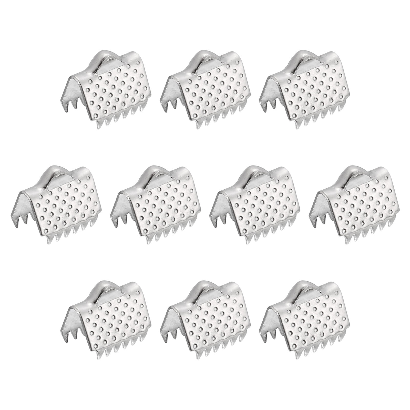 30Pack Ribbon End Crimp Clamps, 10.5mm Pointed Texture Stainless Steel
