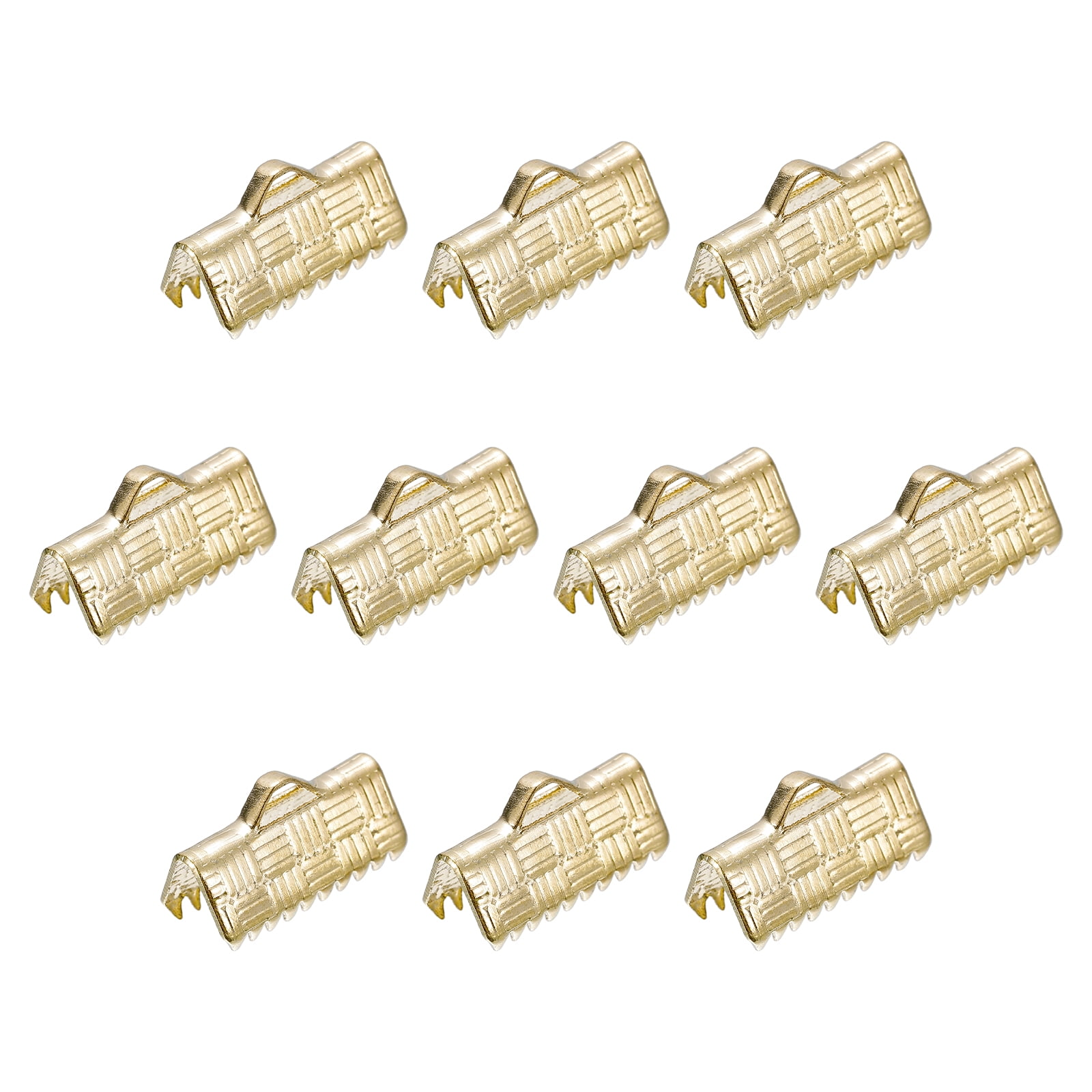 30Pack Ribbon End Crimp Clamps, 13mm Stripe Texture Copper Pinch Cord