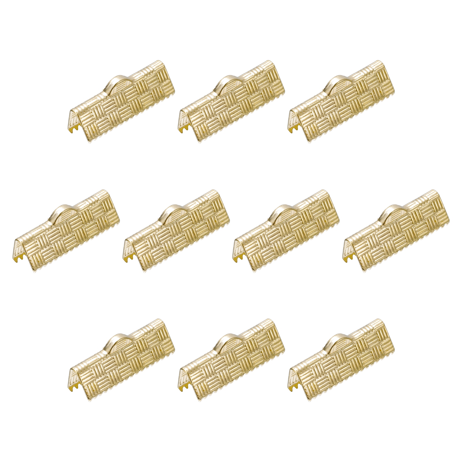 30Pack Ribbon End Crimp Clamps, 20mm Stripe Texture Copper Pinch Cord