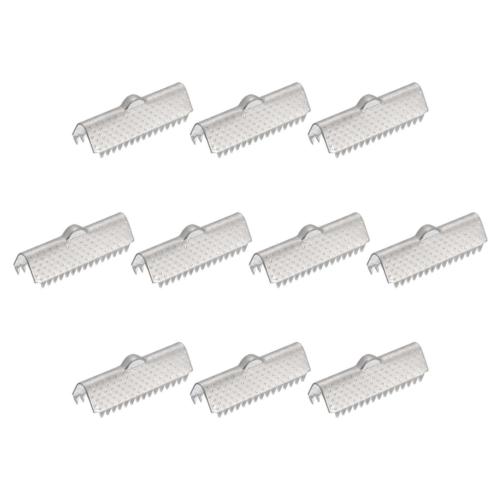 30Pack Ribbon End Crimp Clamps, 25mm Pointed Texture Stainless Steel
