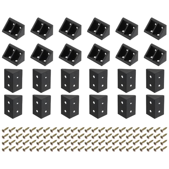 30Packs 90 Degree Plastic Corner Braces, 19x32x19mm Nylon Shelf Right Angle Brackets with Screws (Black)