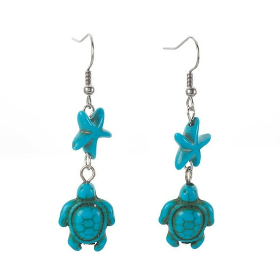 30Pair Synthetic Turquoise Beads Dangle Earrings with Iron Finding and Stainless Steel Earring Hooks Tortoise Stainless Steel Color 54~56mm 13x14x5mm 17.5~18x15x7.5~8mm Stainless Steel Color