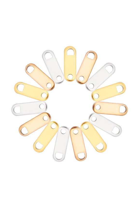 30Pairs 3 Colors Stainless Steel Chain Tabs Chain Extender Connectors Oval Mixed Color 11x3.5x0.7mm Hole: 1.4mm 10pairs/color diy