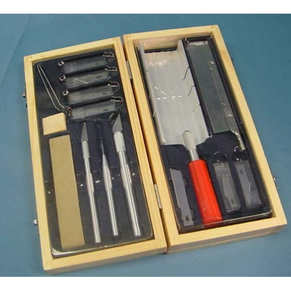 30Pc Hobby Knife Set Plus Fret Saw Miter Box Razor Carving