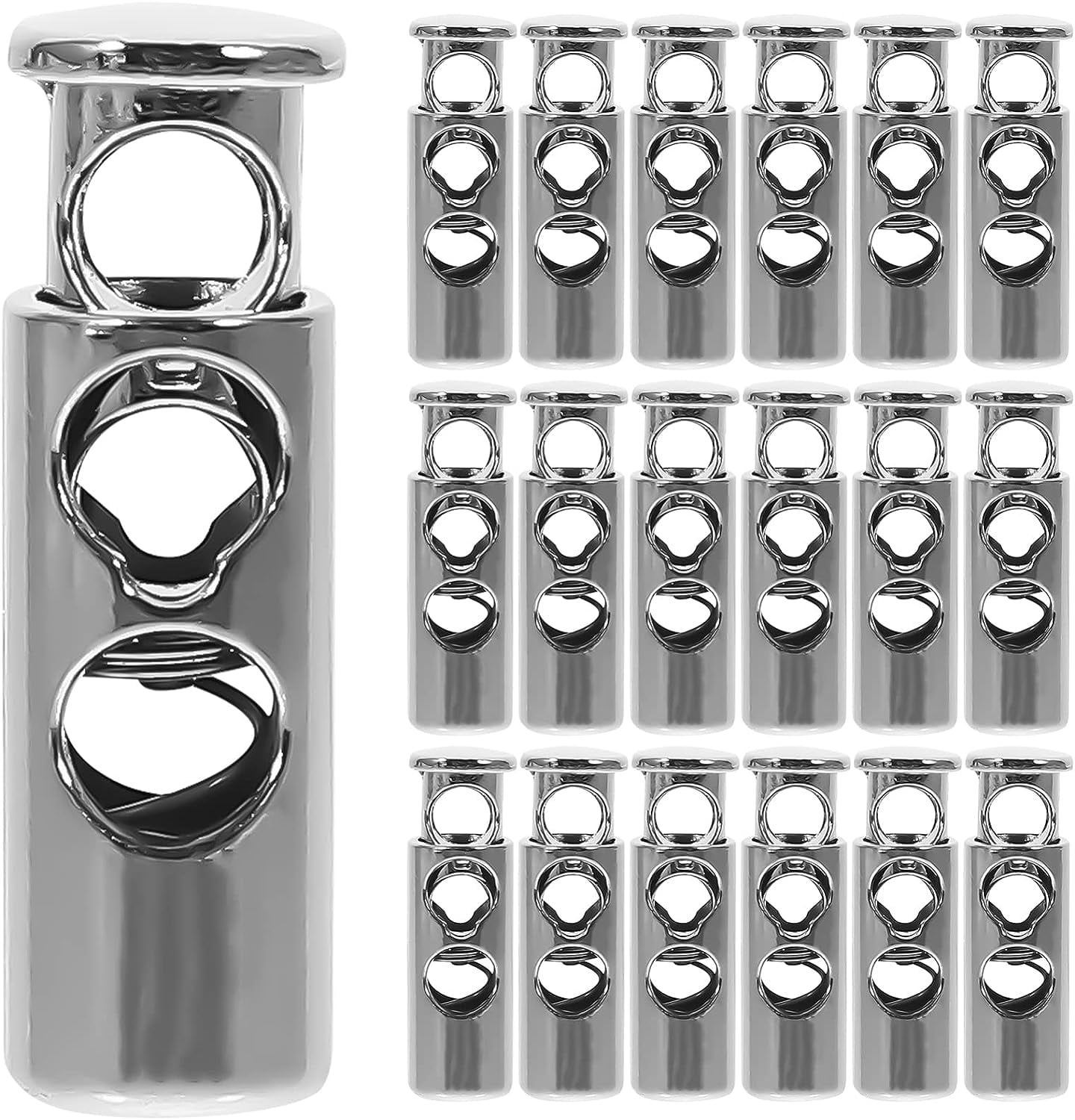 30Pc Plastic Cord Locks Spring Toggles Stoppers Double Holes String ...